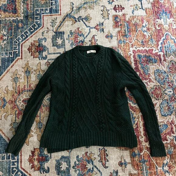 Abercrombie & Fitch Sweaters - Forest green cable knit sweater